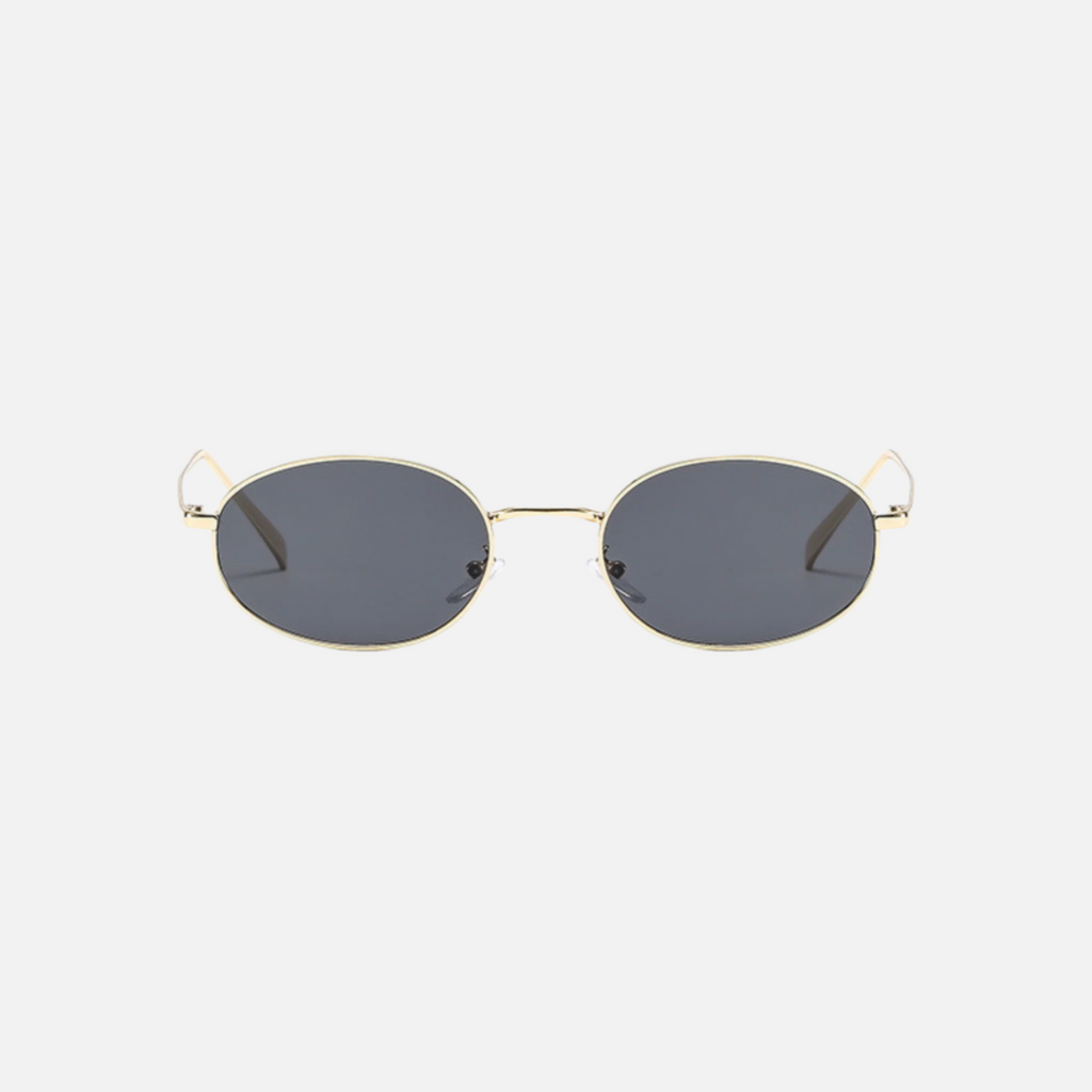 "Chloe gold smoke sunglasses 70s inspired slim metal frame"