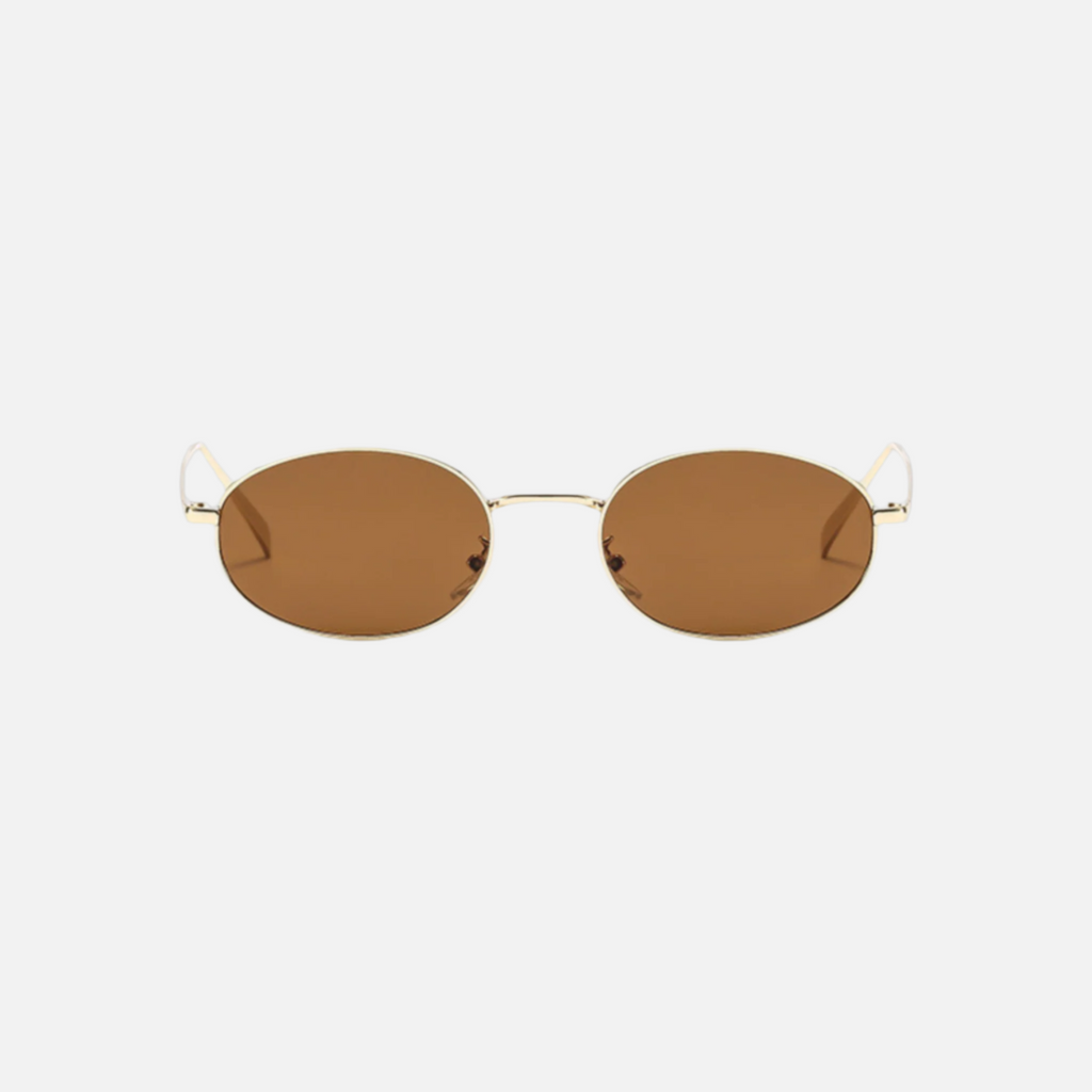 "Chloe sunglasses gold espresso retro slim metal sunglasses"