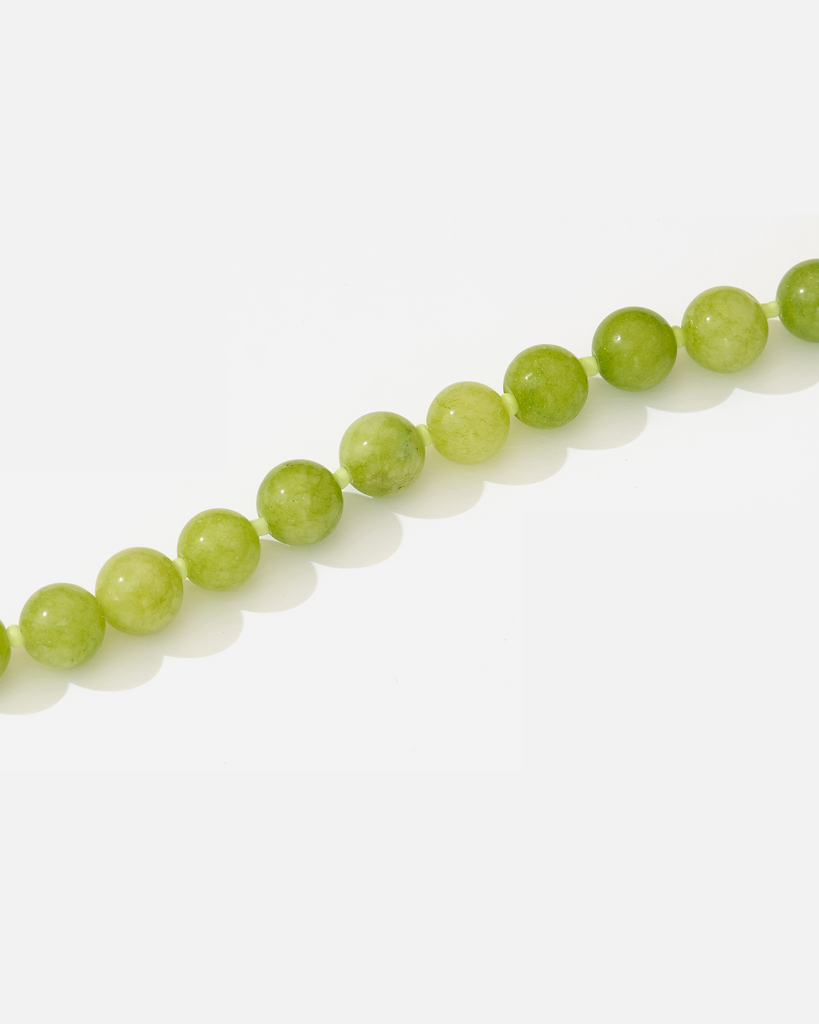 “The Emma – green agate beaded necklace with gold clasp by Beyond Stranger”