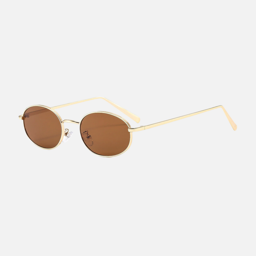 "Chloe sunglasses gold espresso retro slim metal sunglasses"